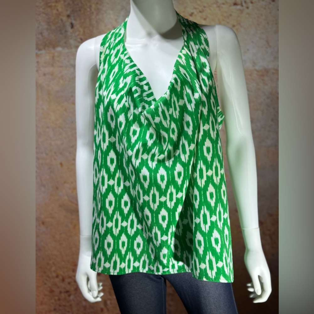 Green and white halter blouse NWOT